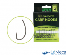 ZFISH TEFLON HOOKS CURVED SHANK BARBLESS