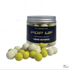 SUPERBAITS POP UPS SQUID OCTOPUS 15 mm AMARILLOS Y BLANCOS