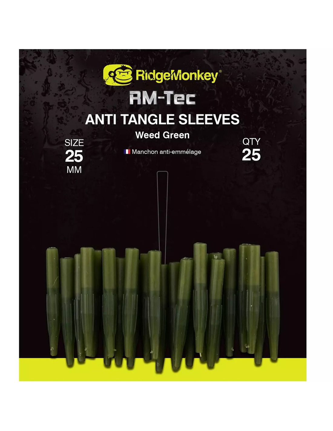 RIDGEMONKEY RM TEC ANTI TANGLE SLEEVES WEED GREEN 25 MM SHORT